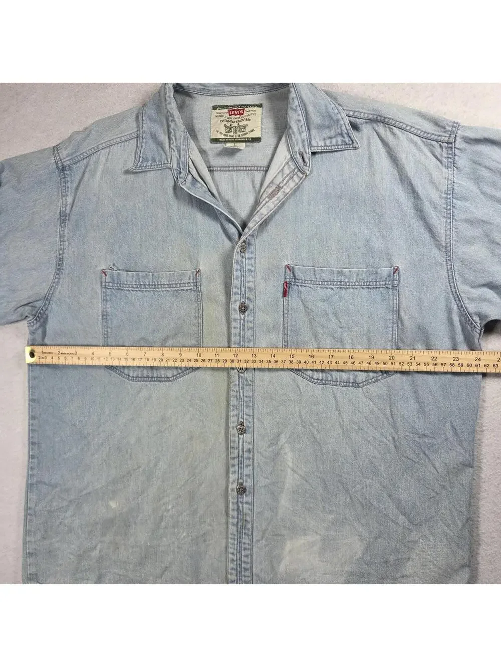 Vtg Levis WPL 423 Real Indigo Blue Denim Trucker Button Down 100% Cotton Large
